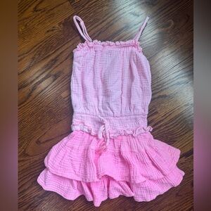 Flowers by Zoe Toddler Pink Ruffled linen Sundress